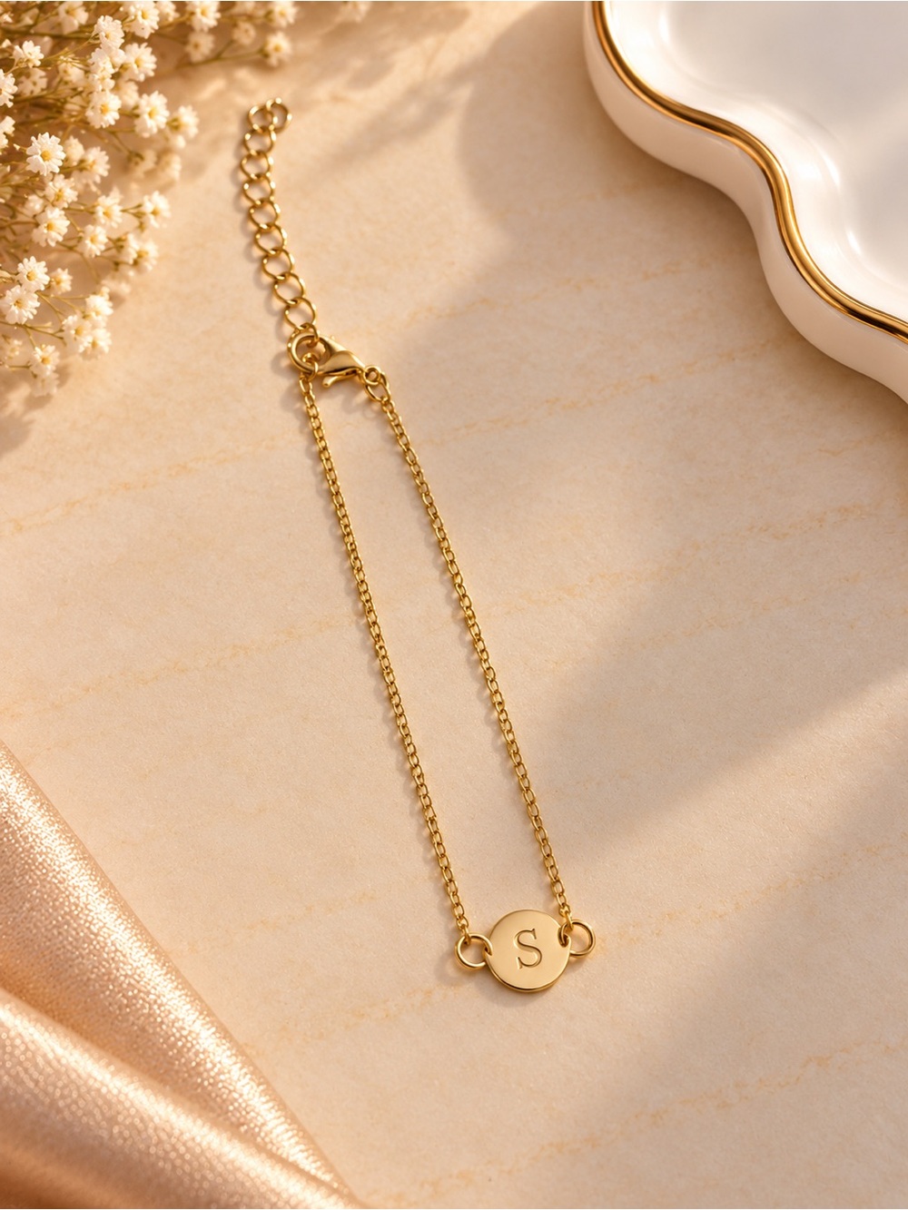 Personalized Initial 'S' Gold Bracelet - Women's Jewelry